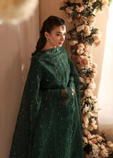 Pakistani Emerald Green Hand-Embellished Organza Gown (3-Piece) - Image 6