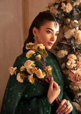 Pakistani Emerald Green Hand-Embellished Organza Gown (3-Piece) - Image 7