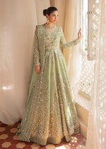 Indian Pistachio Green Embroidered Organza Gown (3-Piece) - Image 6