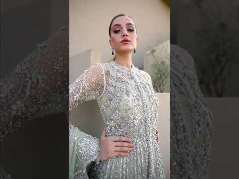 Pakistani Ice Mint Green Embellished Tulle Bridal Gown (2-Piece) - Image 12