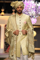 Mint Green Raw Silk Sherwani (3-Piece) - Image 4