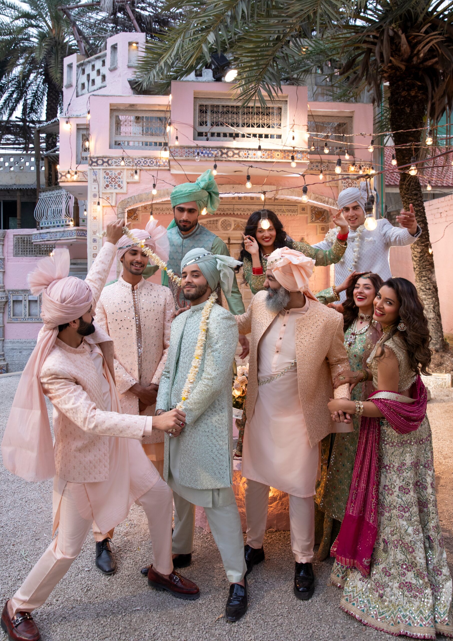 Mint Green Mirror Embroidered Silk-Blend Sherwani (2-Piece) - Image 2