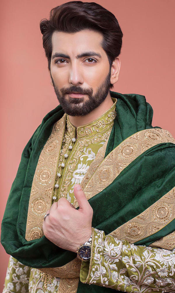 Olive Green Embroidered Silk-Blend Sherwani (3-Piece) - Image 5