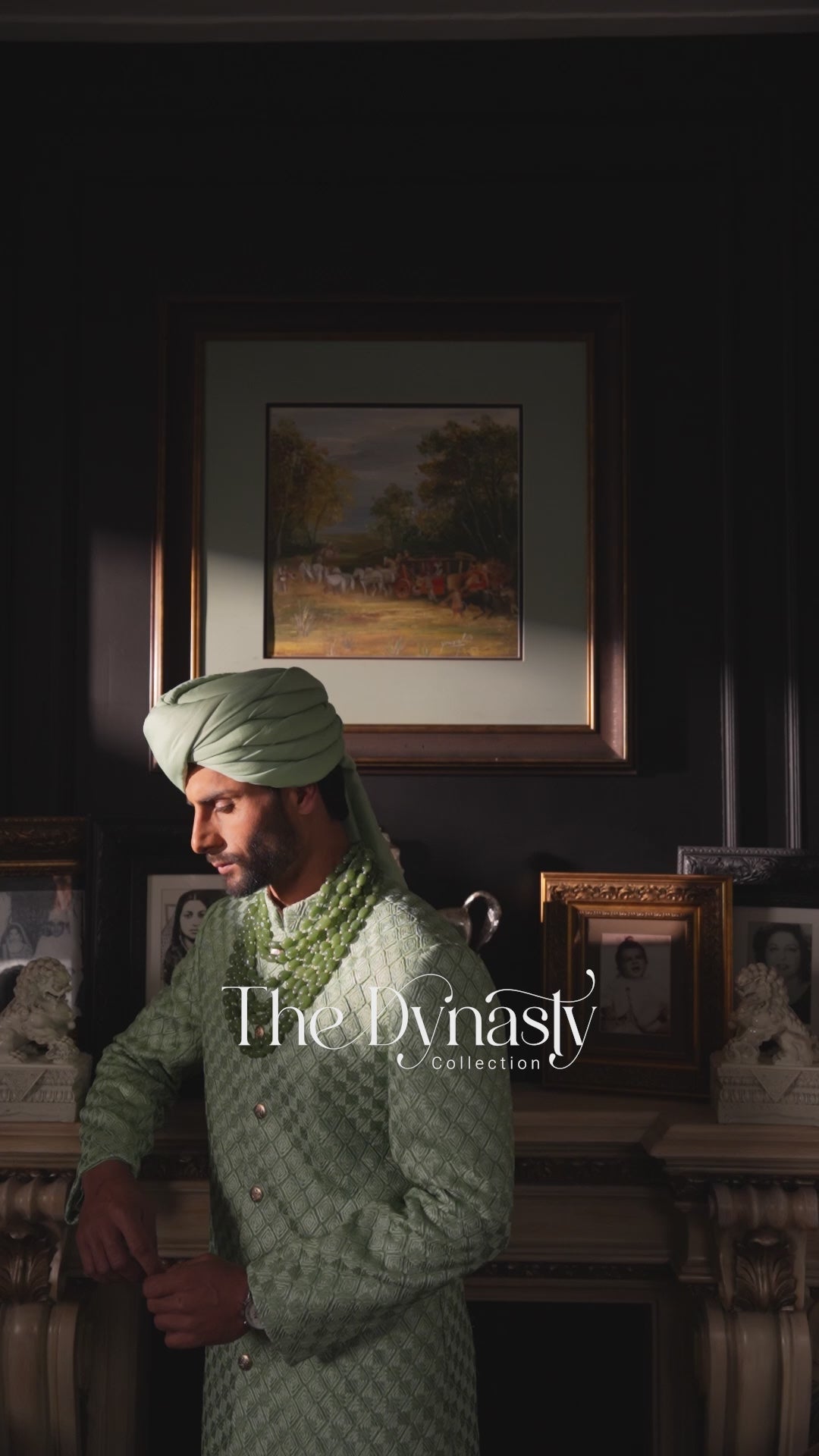 Mint Green Embroidered Silk Sherwani (3-Piece) - Image 7