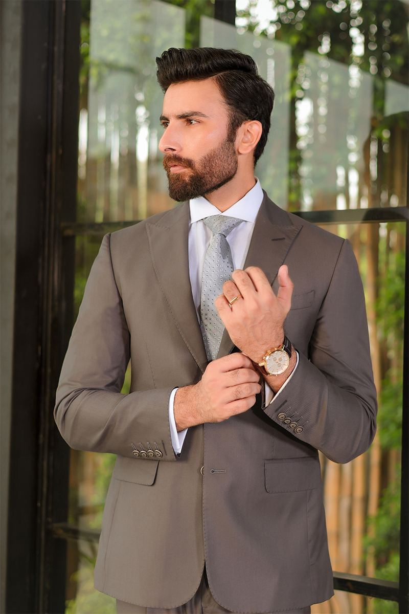 Olive Cotton-Wool Single-Breasted Groom Suit (2-Piece) - Image 2