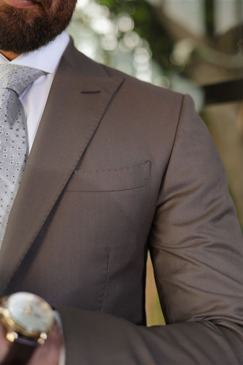 Olive Cotton-Wool Single-Breasted Groom Suit (2-Piece) - Image 4