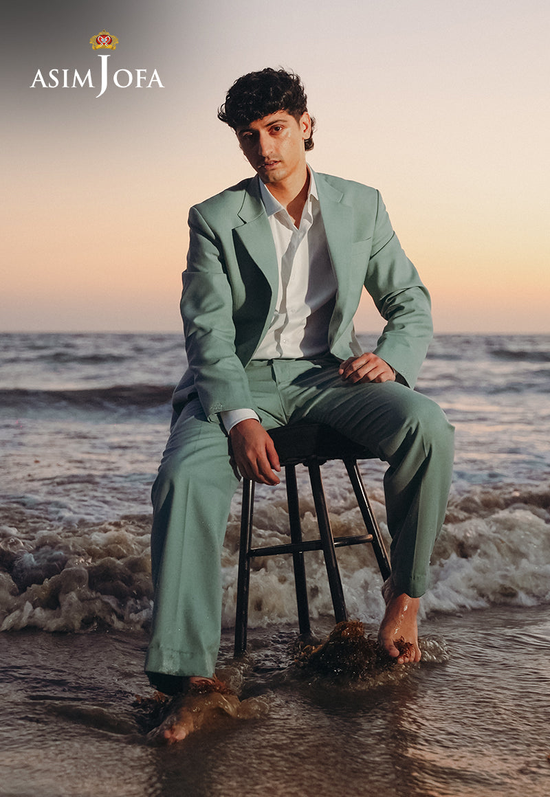 Mint Green Suiting Fabric Groom Valima Suit (2-Piece) - Image 2