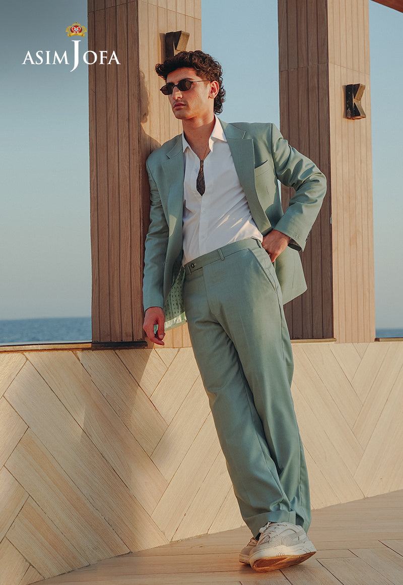 Mint Green Suiting Fabric Groom Valima Suit (2-Piece) - Image 3