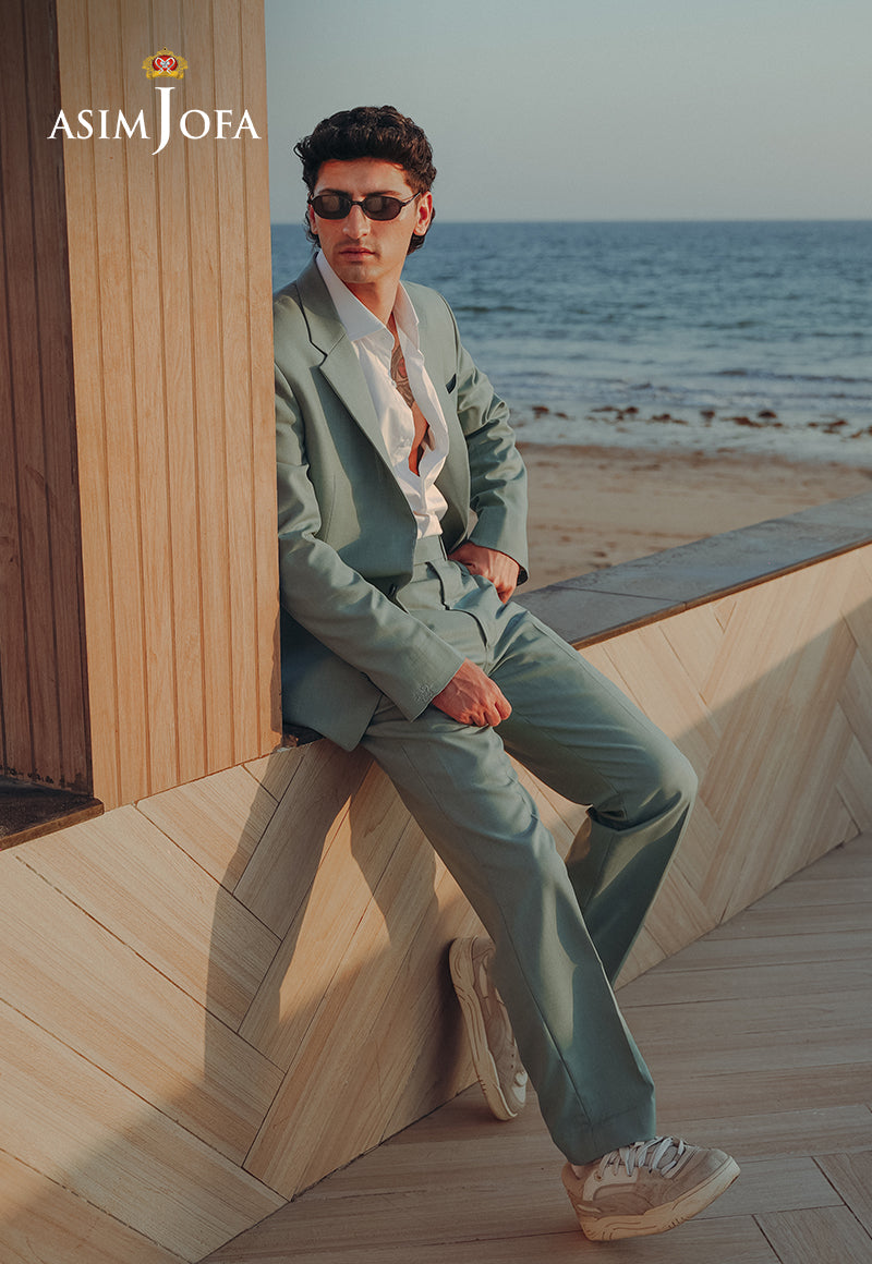 Mint Green Suiting Fabric Groom Valima Suit (2-Piece) - Image 4