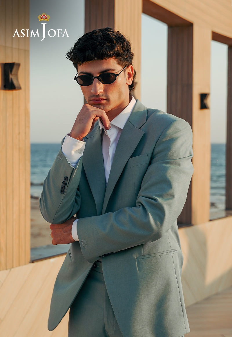 Mint Green Suiting Fabric Groom Valima Suit (2-Piece) - Image 6