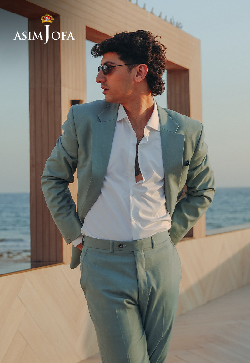 Mint Green Suiting Fabric Groom Valima Suit (2-Piece) - Image 7