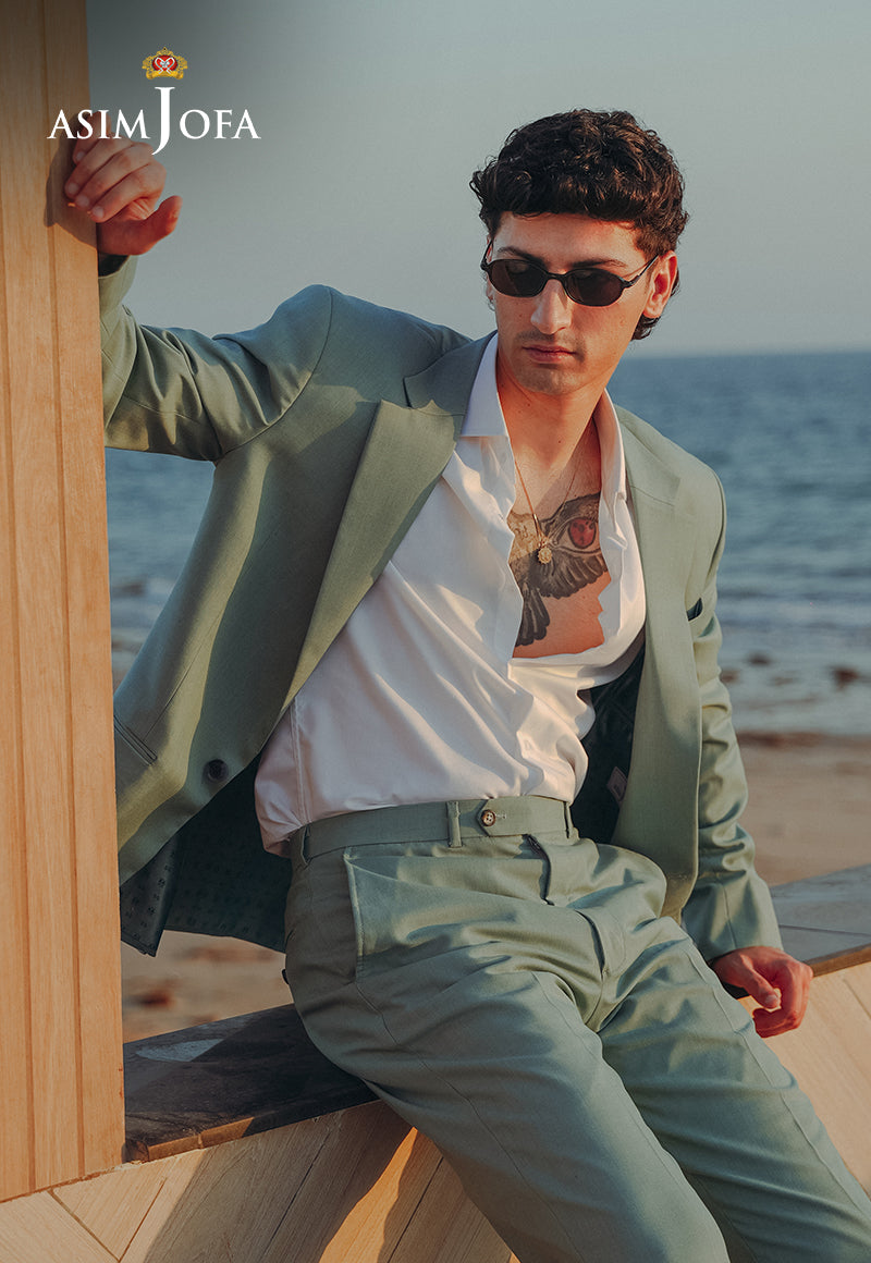 Mint Green Suiting Fabric Groom Valima Suit (2-Piece) - Image 8