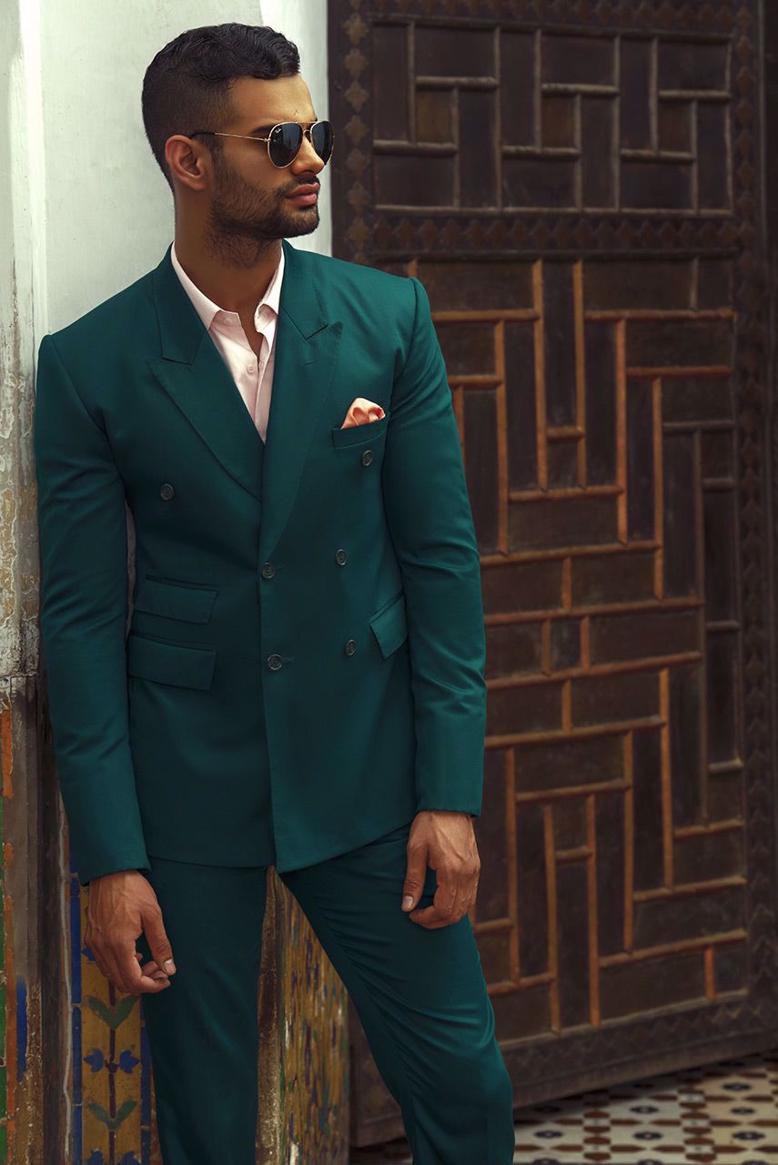 Myrtle Green Running Stitch Groom Valima Suit (2-Piece) - Image 1