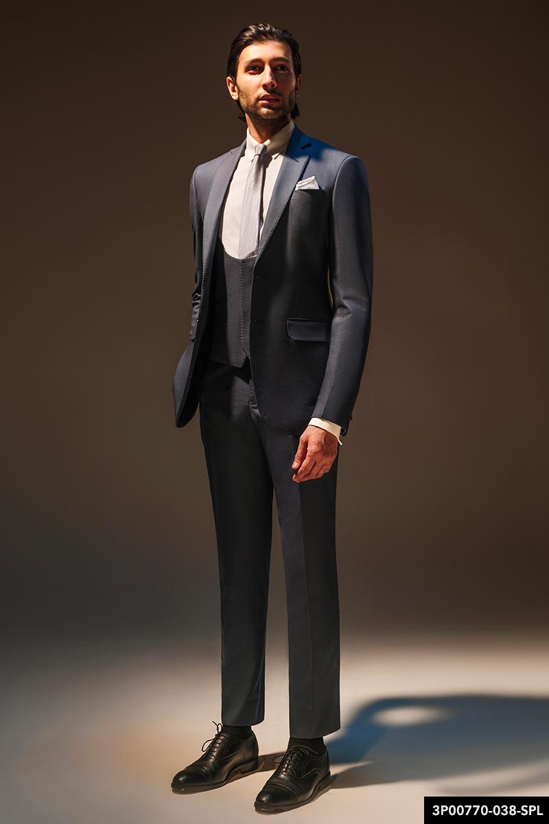 Teal-Green Textured Wool 3-Piece Groom Suit - Image 1