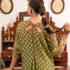 Olive Green Zardozi Pure Chiffon Kaftan (1-Pc) - Image 4