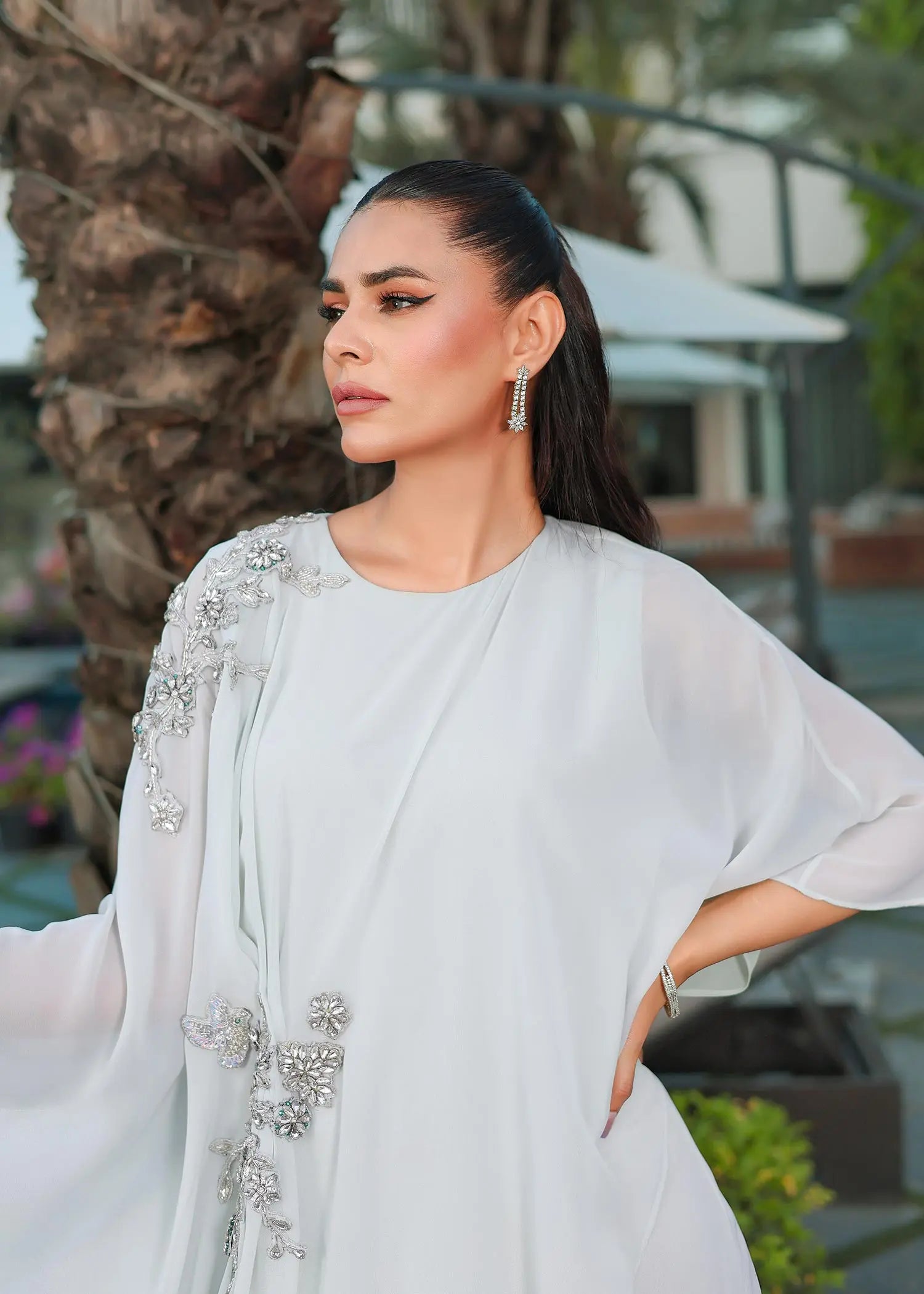 Pastel Green Embellished Georgette Kaftan (1-Pc) - Image 6