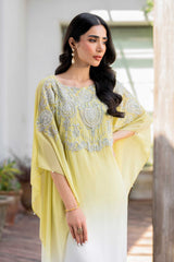 Sorbet Green to Off-White Crystal Georgette Kaftan (2-Piece) - Image 6