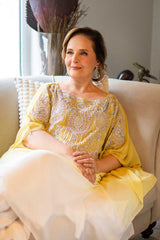 Pakistani Sorbet Green Crystal Georgette Kaftan Set (2-Piece) - Image 4