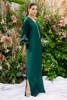 Emerald Green Hand-Embellished Silk Kaftan (2-Piece) - Image 4