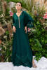 Emerald Green Hand-Embellished Silk Kaftan (2-Piece) - Image 5