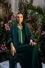 Emerald Green Hand-Embellished Silk Kaftan (2-Piece) - Image 6
