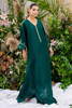 Emerald Green Hand-Embellished Silk Kaftan (2-Piece) - Image 8