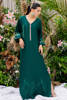 Emerald Green Hand-Embellished Silk Kaftan (2-Piece) - Image 9