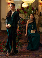 Pakistani Emerald Green Hand-Embroidered Velvet Kaftan (1-Pc) - Image 7