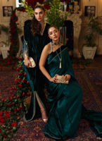 Pakistani Emerald Green Hand-Embroidered Velvet Kaftan (1-Pc) - Image 8