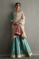 Pakistani Sea Green Zardozi Resham Khaadi Silk Kalidar (3-Piece) - Image 3