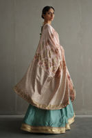 Pakistani Sea Green Zardozi Resham Khaadi Silk Kalidar (3-Piece) - Image 4