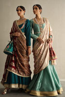 Pakistani Sea Green Zardozi Resham Khaadi Silk Kalidar (3-Piece) - Image 6