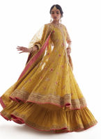 Kiwi Green Embellished Net Kalidaar Dress (3-Piece) - Image 7