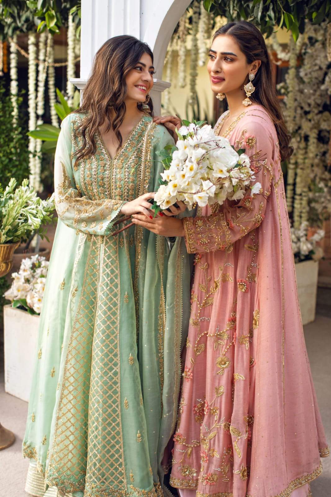 Mint Green Kundun Gota Organza Kalidaar (2-Piece) - Image 2