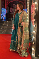 Deep Green Chikankari Zardozi Raw Silk Kalidar (3-Piece) - Image 5