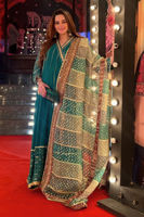 Deep Green Chikankari Zardozi Raw Silk Kalidar (3-Piece) - Image 6