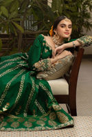 Pakistani Emerald Resham Zardozi Raw Silk Kalidar (3-Piece) - Image 4