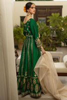 Pakistani Emerald Resham Zardozi Raw Silk Kalidar (3-Piece) - Image 5