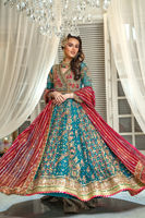 Pakistani Emerald Zardozi Pure Silk Net Kalidar (3-Piece) - Image 2