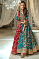 Pakistani Emerald Zardozi Pure Silk Net Kalidar (3-Piece) - Image 5