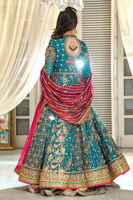 Pakistani Emerald Zardozi Pure Silk Net Kalidar (3-Piece) - Image 6