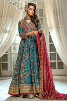 Pakistani Emerald Zardozi Pure Silk Net Kalidar (3-Piece) - Image 8