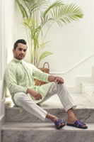 Mint Green Resham Embroidered Ox Silk Kurta (2-Piece) - Image 2