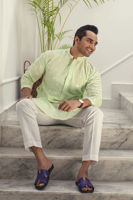 Mint Green Resham Embroidered Ox Silk Kurta (2-Piece) - Image 5