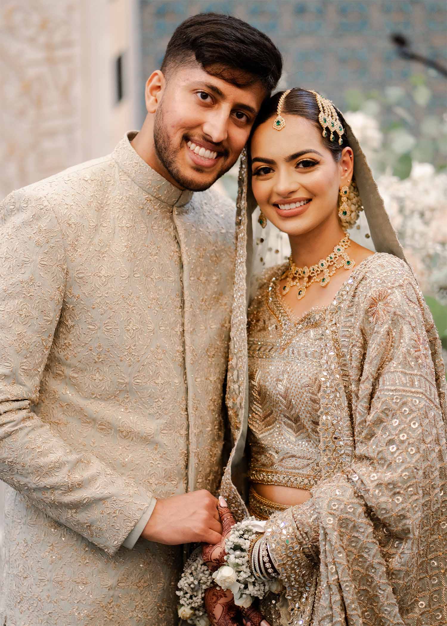 Pakistani Mint Green Chikan Kari Bridal Lehenga (3-Piece) - Image 1