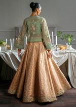 Mint Green Embroidered Net Jacket with Jamawar Lehenga (4-Piece) - Image 8