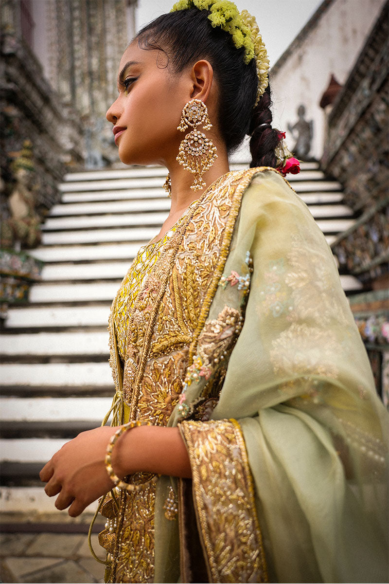 Mint Gota Resham Kamkhaab Farshi Bridal (3-Piece) - Image 3