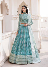 Sea Green Embroidered Korean Raw Silk Lehenga (3-Piece) - Image 5