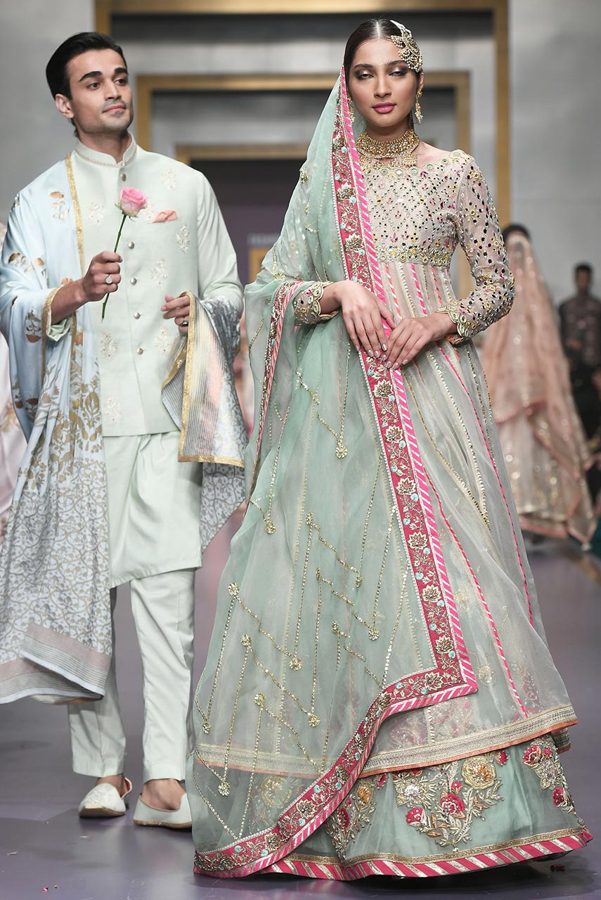 Mint Embroidered Maisori Anarkali Lehenga (3-Piece) - Image 2