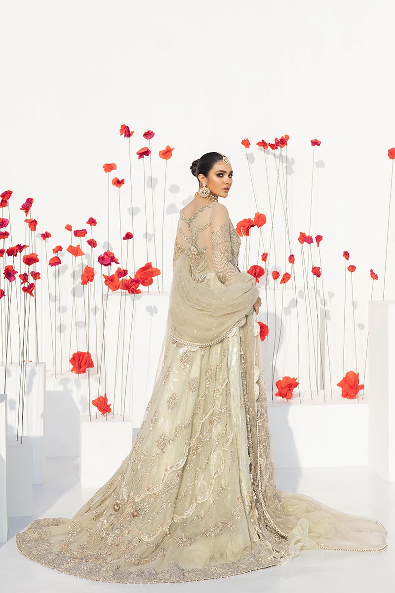 Mint Green Hand-Embellished Net Lehenga (3-Piece) - Image 7